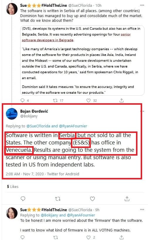  What could possibly not be clear and what is left to explain anymore to anyone.1.The software for the voting machines was made in Belgrade. This was confirmed by director of Dominion Representation Bojan Djordjevic who admitted during exchange at twitter account  @srdjan_nogo