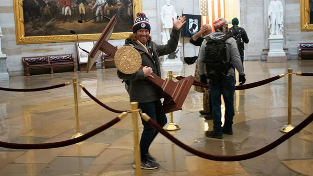 I wish I could fill in with more answers as to who was calling the shots . . . but we know for certain it wasn't the guy who sold her lectern on ebay for $70K because Adam Johnson, 36, of Parrish, Florida a stay at home dad was on a field trip. https://twitter.com/KevinGHall/status/1349094655992934404?s=20