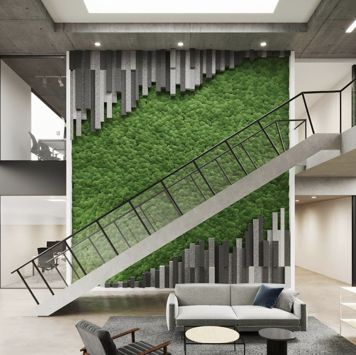 Moss walls not only add a biophilic element to a space, they also help with acoustics. #bringnatureindoors
.
.
.
📷: @quiet_earth_moss