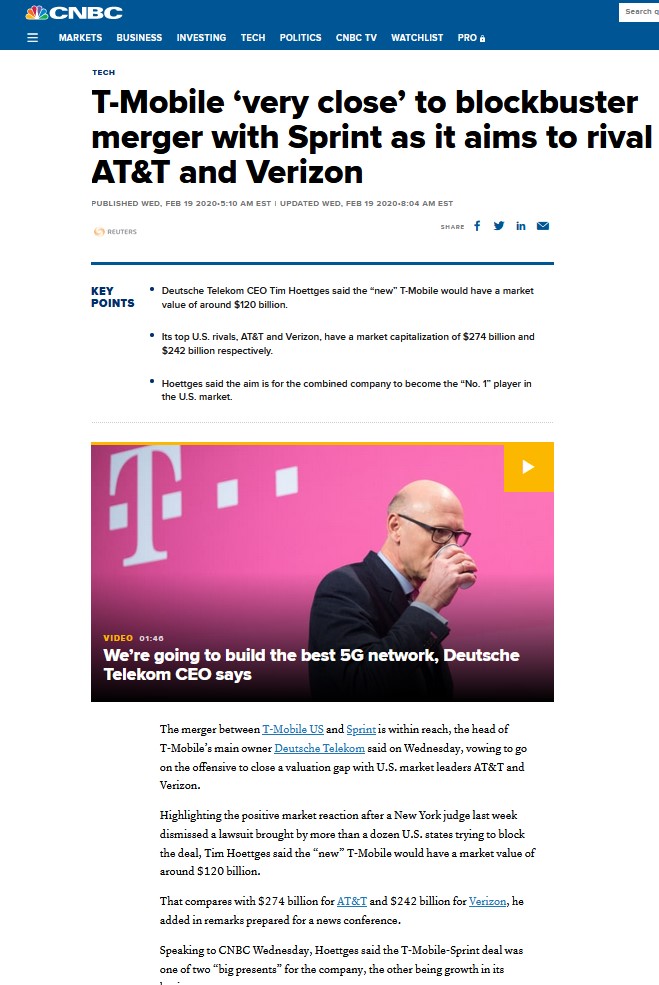 4. T-Mobile US, Inc. is the largest wireless internet provider in the US and leader in introducing of 5G network in USA. It is owned by Deutsche Telekom. Deutsche Telekom is Huawei's strategic partner in the development of 5G network. It is publicly known that President 