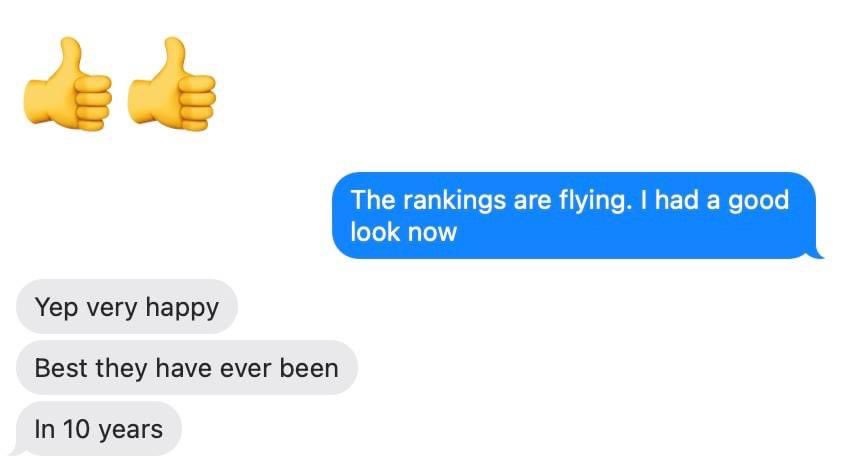 OmegaDigitalAu's tweet photo. Perfect start of the year with one of our SEO clients texting us to let us know his rankings have been the best they have ever been in ten years after 3 months of our SEO work!! #seo #searchengineoptimization https://t.co/qVrR4me2VV