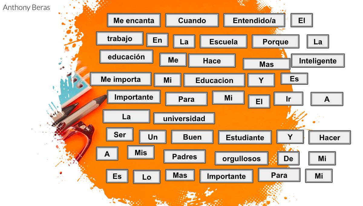 Exciting and inspiring work is taking place in our virtual World Language classrooms! Check out the "magnetic" poems that Ms. McNichol's students created in our Spanish for Native Speakers 3 class. The theme of their poems is education.