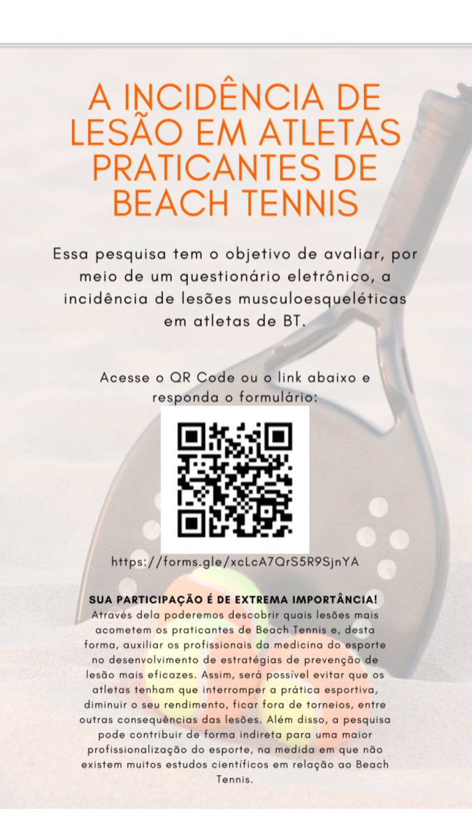 Rabello_LM's tweet photo. É brasileiro e joga BEACH TENNIS? Participe da nossa pesquisa! Quer ajudar? COMPARTILHE! Obrigado! #beachtennis #pesquisa Link do questionário: https://t.co/IqlJAyNVfC https://t.co/MQgpYu7d8D