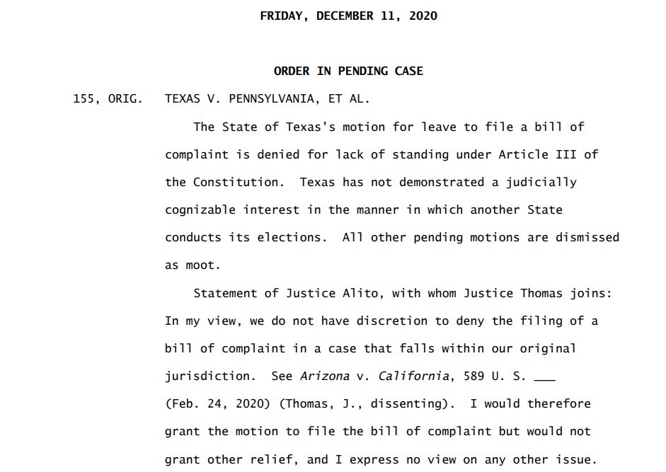 December 11th -- The Supreme Court rejects *another* attempt to overturn the election results. This time denying the Republican AGs case that Schmitt signed on to and that Hawley supported.Sowing doubt. Fanning the flames.17/
