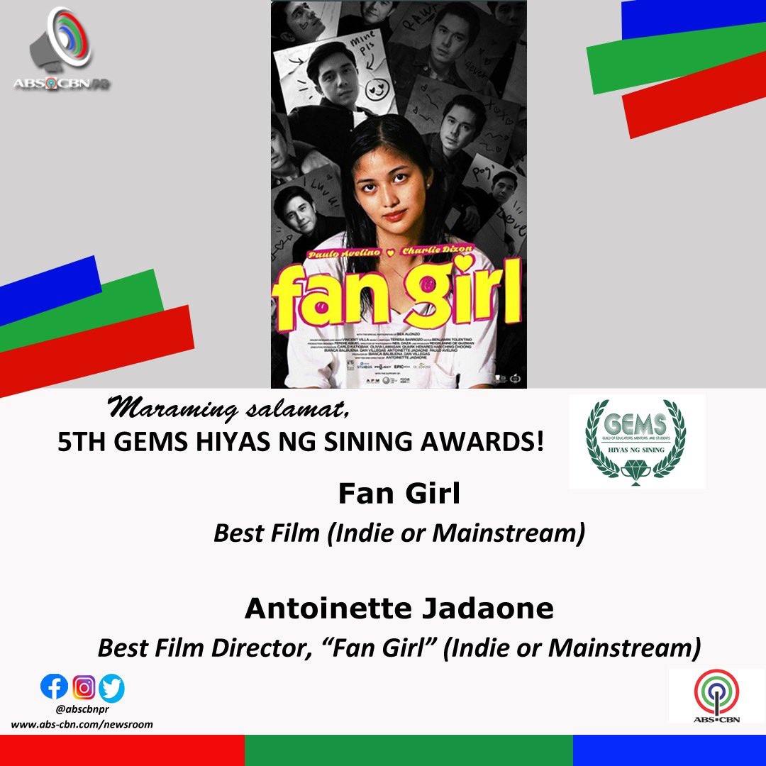 Fan Girl,” a collaboration of ABS-CBN Films' Black Sheep, Globe Studios,  Project 8, Epicmedia, and Crossword Productions, clinched Best…