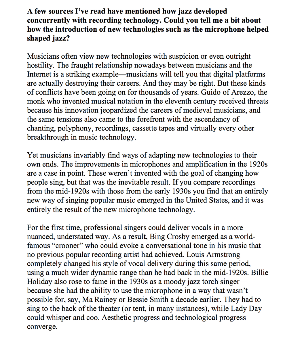 I'm helping a PhD student via email by answering questions about jazz history. I thought it might be worthwhile sharing an extract, for others who may find the give-and-take interesting.