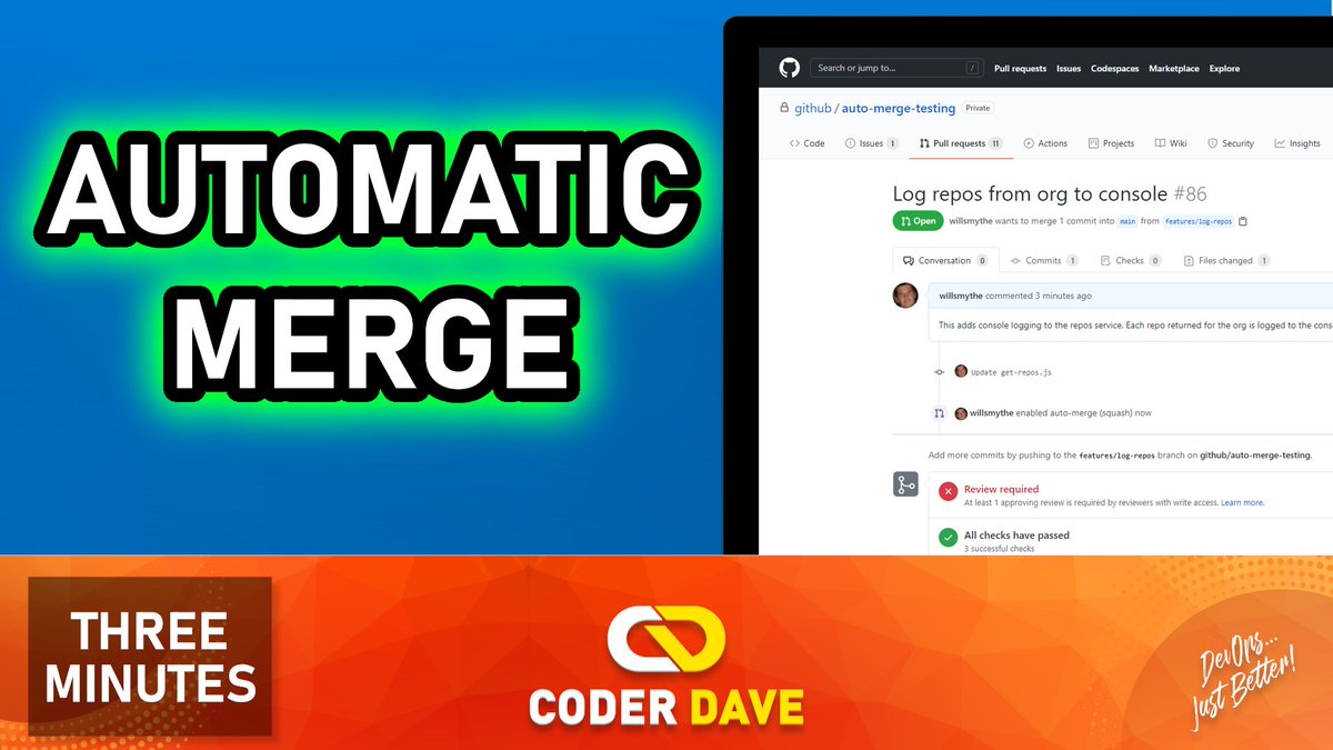 DavideBenvegnu's tweet photo. Have you ever forgotten to merge a #PullRequest after waiting long time for approval or review?
With the new @GitHub #PR Auto-merge feature that won't ever happen again!
https://t.co/6NbYX4MBP8
#DevOps #GitHub #developers #CodeReview #GitHubPR #GH #git https://t.co/IEz7mf20tK