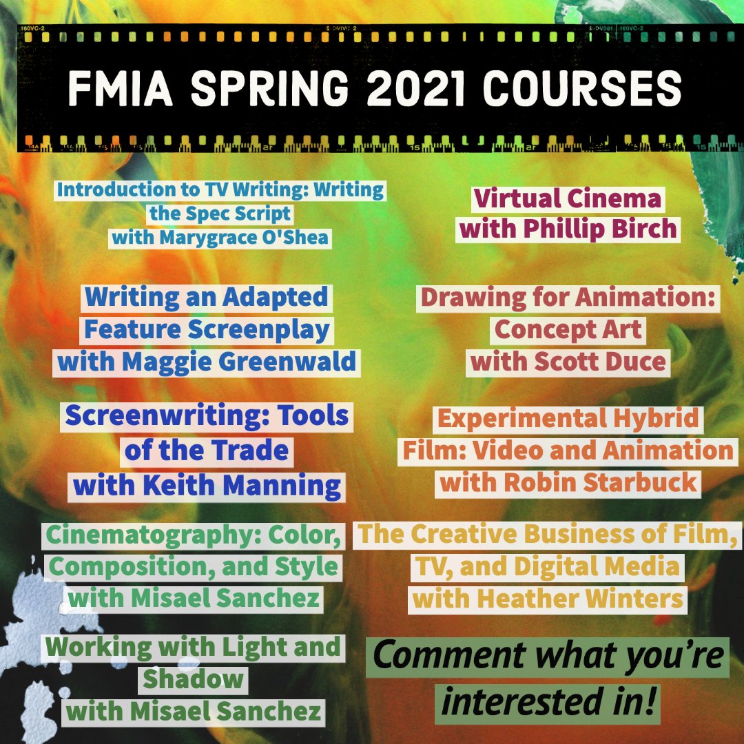 SLCFilmmaking's tweet photo. We are so excited for the new #FMIA #spring21 courses at @sarahlawrencecollege!  Let us know in the comments which classes you are interested in taking!

#slcfilmmaking #sarahlawrencetogether https://t.co/1cEYq75Y4j