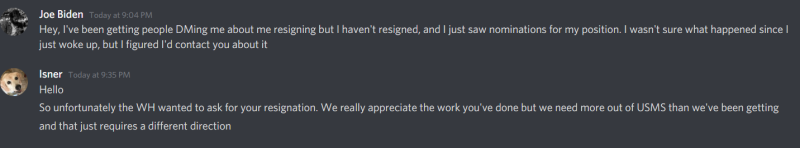 MrRalphius's tweet photo. Let's set the record straight:

@LordDeathRBLX fired the USMS D to use it as a bargaining chip in his bribe with Sen. Lydxia. Is this what the President believes he can do with a Const-Maj Senate? No nominee will now pass the Senate until a full apology to America is issued. https://t.co/C2xzX5ypZT