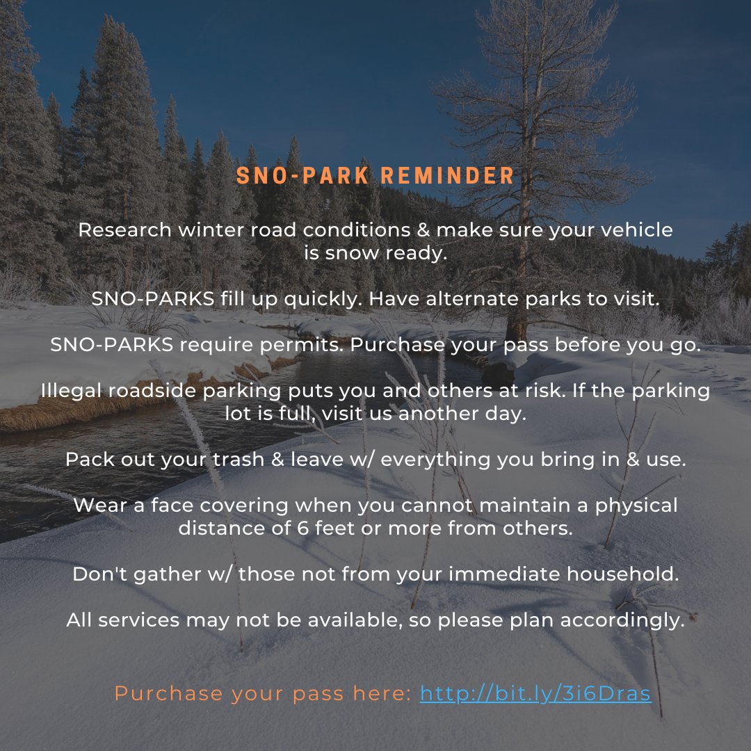 CAStateParks's tweet photo. Heading to your local SNO-PARK this 3-day weekend with those within your immediate household? Make sure to plan ahead. Permits are required to recreate in #SNOPARKS. Buy yours at https://t.co/NuvqMziRKV. Visit us another day if parking lots are full. More tips:
#CAStateParks https://t.co/iF7gz8goMQ