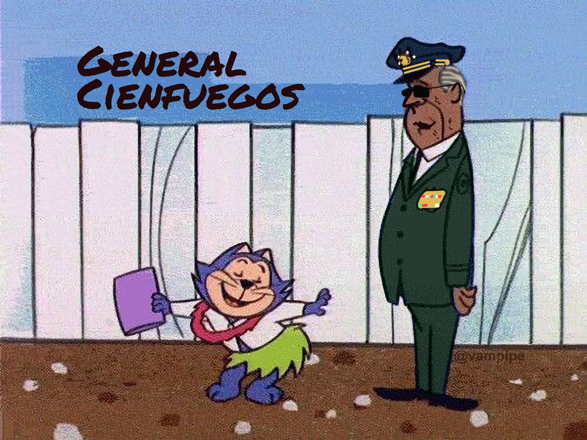 vampipe's tweet photo. Mira, @monerohernandez. Te regalo una idea para una caricatura.

El General Cienfuegos y el distractor. https://t.co/xmZd6PShJH