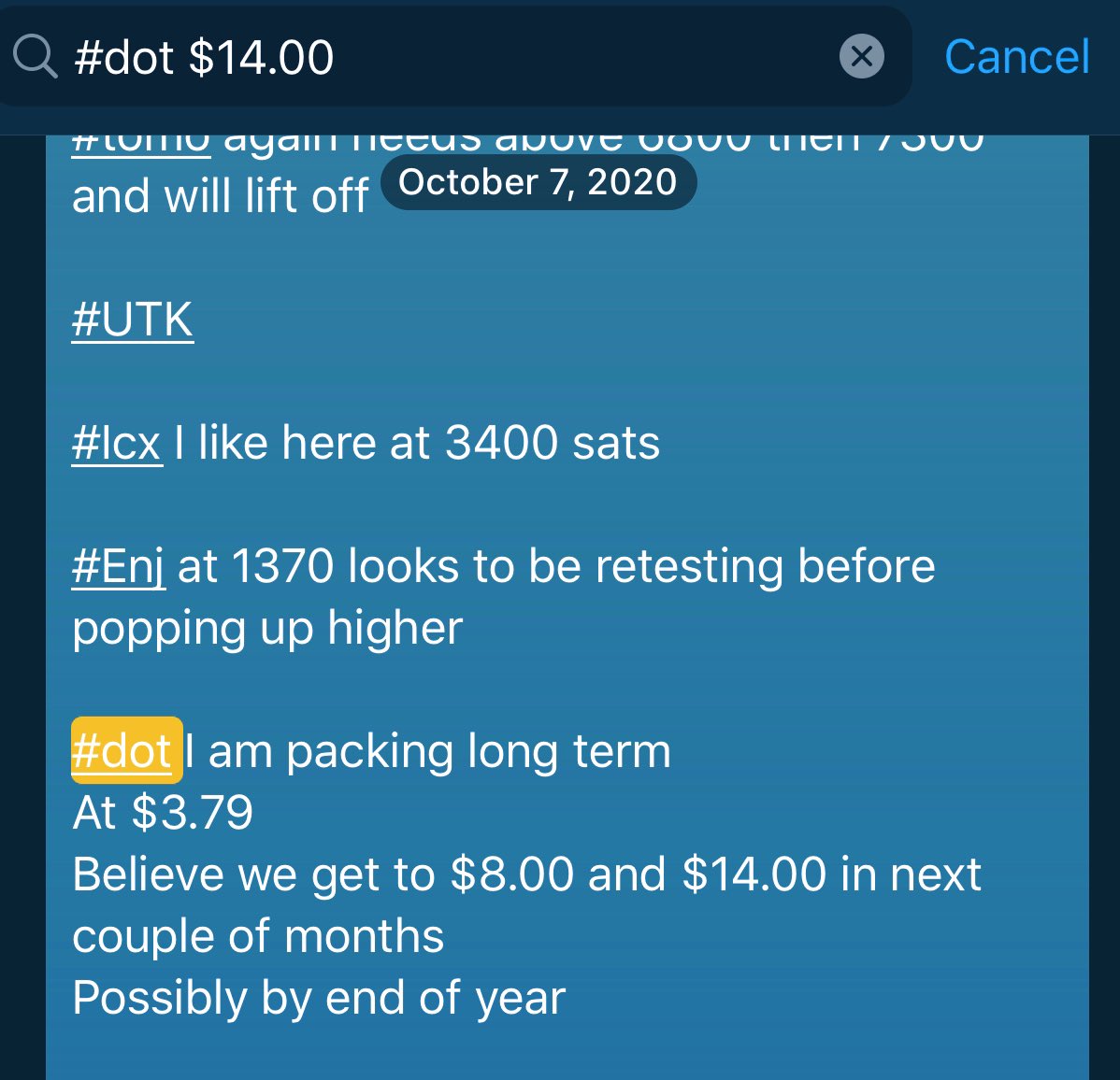 CryptoInfo_2017's tweet photo. #DOT against #USDT gave it @coinwhisperers over and over that $14.00 was ultimate #Wambooooo 🎯
(Nobody was giving $14.00 usd at $3.00+, only 🙋🏻♂️🙋🏻♂️
And said could be by end of year, only 13ish days late! 🤣🤣
#CryptoSignals #Crypto #AltSlayer $DOT $USDT #BTC https://t.co/qqW011mxXn
