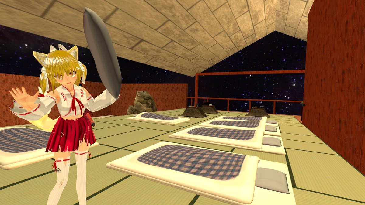 エゾの民 ゆきかの Vrchat画像芝居師 على تويتر 宇宙温泉付き和寝室 Space Onsenwasitu 1 宇宙温泉旅館だよー 2 えー 正しい枕投げとはー 説明いらない 温泉入ってよーw 3 温泉だよー プールみたいになってるよw 4 犬かきっ 狐でしょw ってお風呂で