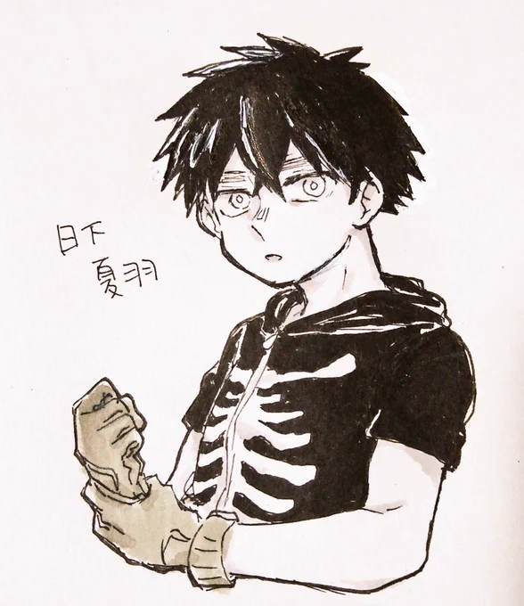 昨日シコシコ描いて写真だけ撮っといたかばねくゆ、黒ベタ苦手 