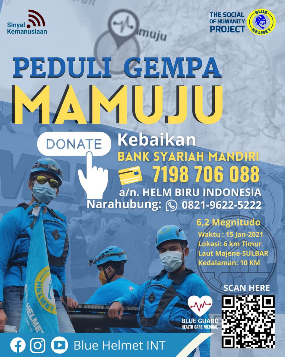 Fahrihamzah's tweet image. Kita doakan teman2 #BlueHelmet yg telah bergerak cepat menuju lokasi bencana di #gempamamuju #gempamajene