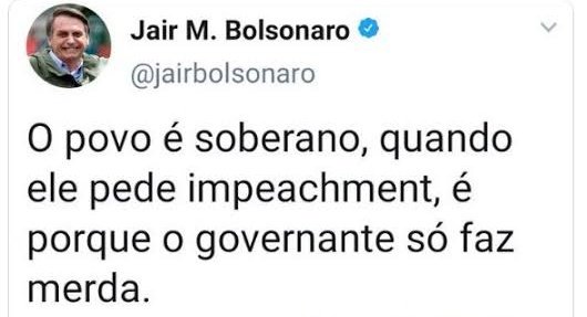 nostrendsbrasil's tweet photo. #ImpeachmentBolsonaroUrgente - Twitteiros sobem tag para pedir o impeachment de Jair Bolsonaro, o presidente mais incompetente que o país já teve. https://t.co/dLxyABNFbz