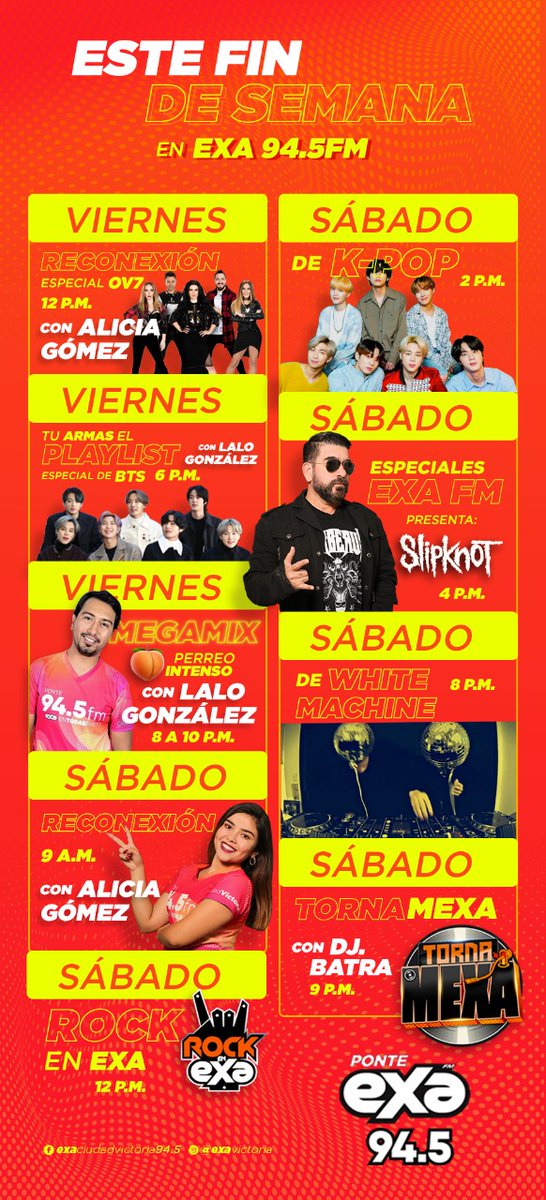 ExaVictoria's tweet photo. 🔺Este fin de semana en #EXAVictoria tenemos un reventón musical. 🎉🎉📻 

#CdVictoria #Tamaulipas https://t.co/QSt8J2lHak