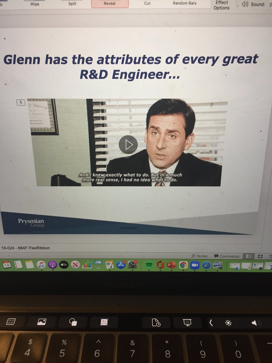 BeckyBarker_'s tweet photo. My dad (a 59 y/o mech. engineer) asked me to make his presentation for a retiring colleague “more fun”

One Michael Scott gif later and he is laughing his socks off.

How do I turn adding memes to baby boomer work presentations  into a career? lmk. https://t.co/z7m7FKh3k4
