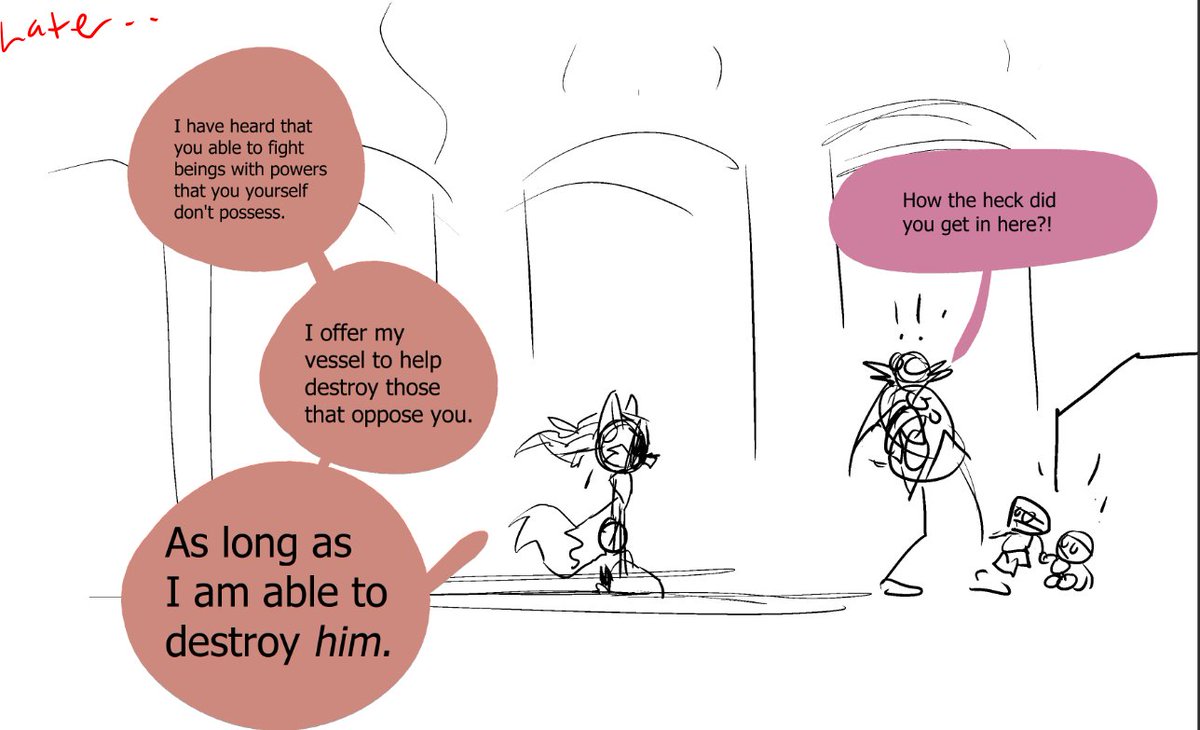-Jackal man declares revenge on Shadow 
- All of the feelings building up by this point finally reaches a boiling point. 
-He goes to eggman-- and wants to be experimented on. 
- Eggman had mined for rare phantom ruby ore
- eggman uses the jackel as a experiment
Infinite it born 