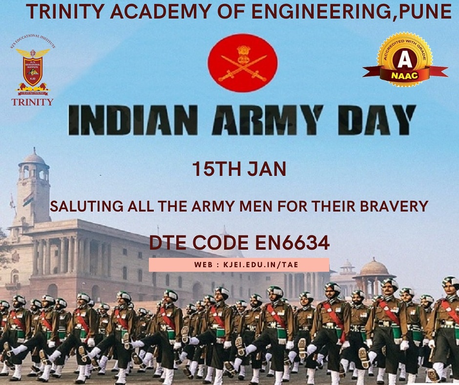 TrinityPune's tweet photo. 🇮🇳Indian Army🇮🇳,
Epitome of Patriotism, Commitment &amp; Discipline!🎯🎯🎯

Celebrate Indian Army Day by saluting all the Army Personnel,Verterans &amp; their Families for their Bravery &amp; Sacrifices!👏👏👏

Unmatched Courage &amp; Dedication to the Nation's security!👏🙏👏

15th January! https://t.co/DLxjLUr7yL