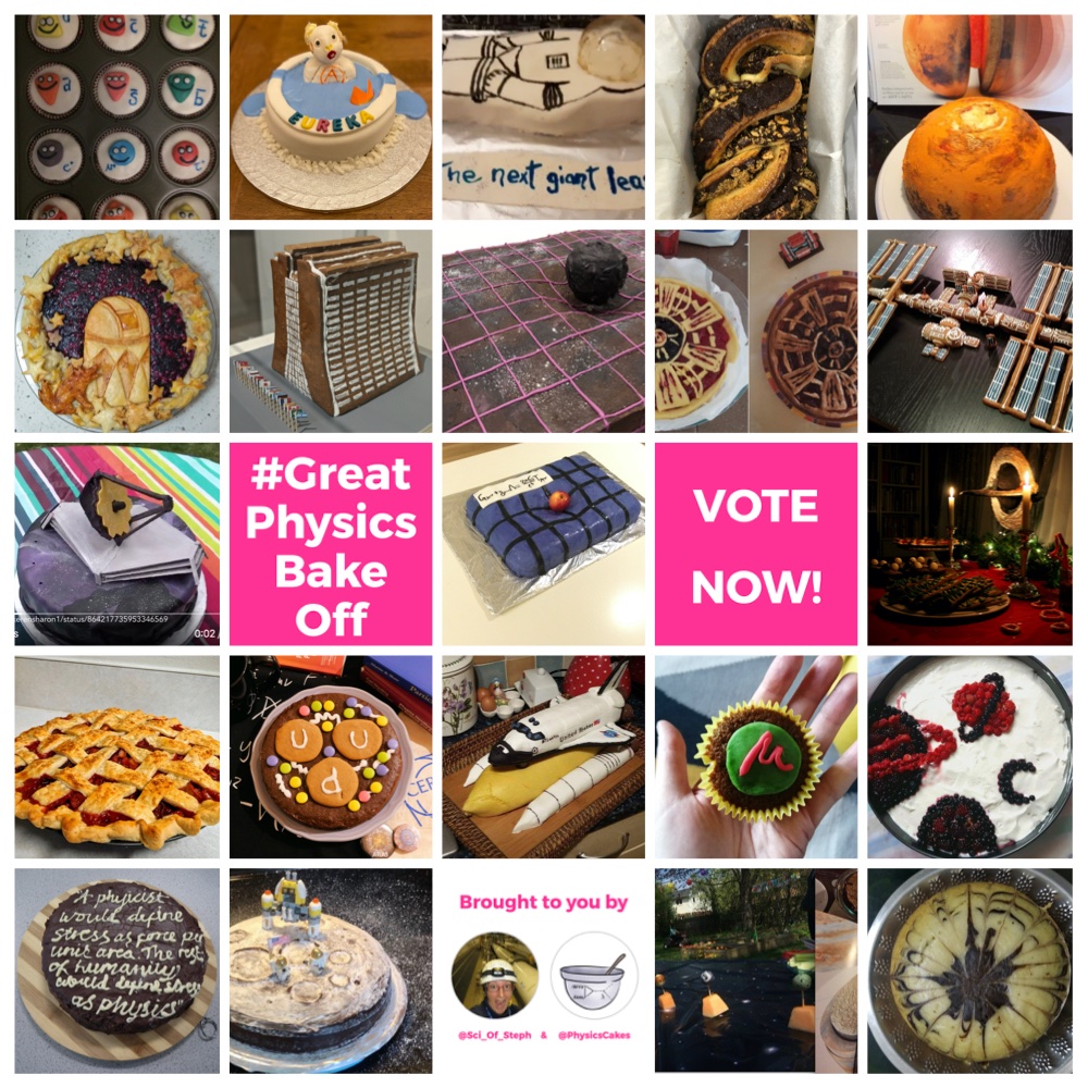 PhysicsCakes's tweet photo. Which of these amazing creations will win the #GreatPhysicsBakeOff?  Who will be ⭐️star baker⭐️?

YOU vote to decide! https://t.co/B2Bj9a1zZu

@Sci_of_Steph and @PhysicsCakes will announce the winner on Monday! https://t.co/URdAkgXLoK
