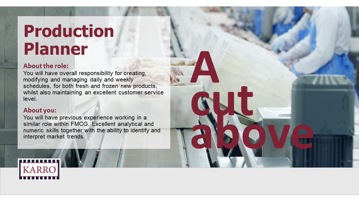 HelenResource's tweet photo. Due to business growth we have an exciting newly created role for an eager production planner at our Hull site.

Full details  on the below link:

https://t.co/Eoqn44hMdI

#recruiting #planningandscheduling #productionplanning #fmcgjobs #foodmanufacturing #meatindustry https://t.co/5gCqKyqqoz