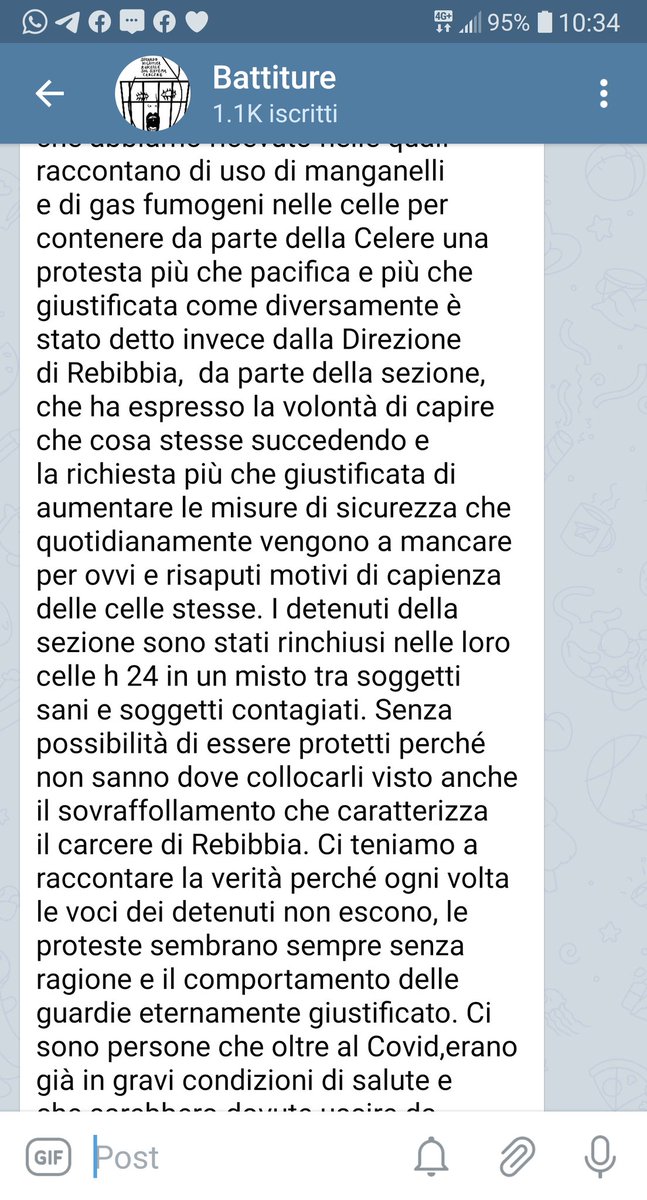 Battiture2's tweet photo. Comunicato di parenti e amici del #carcere di #Rebibbia. La verità sulle #proteste e i #contagi di questi giorni. https://t.co/EcToFfVCJE