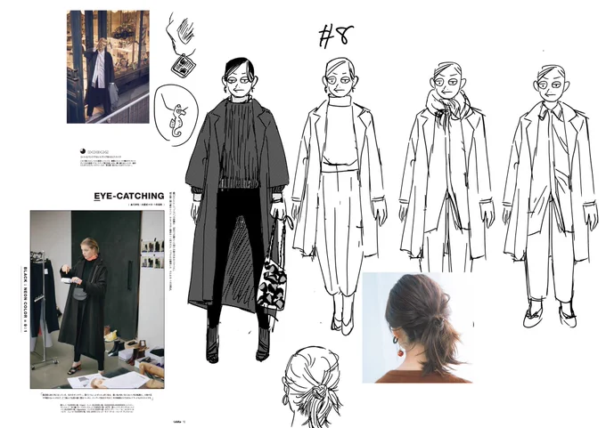 【キャラ紹介】3. 小牧さん
オリジナル版からいたのでキャラ表はないです。服装のラフがあった。他よりひと周り年上なため、少し大人の服を選ぶのに時間かかった記憶。家ではドテラでいいんだけど。
性格も好き。小牧さんも細かい設定があり、年表も作った。イヤリングは統一したくくりがあります。 