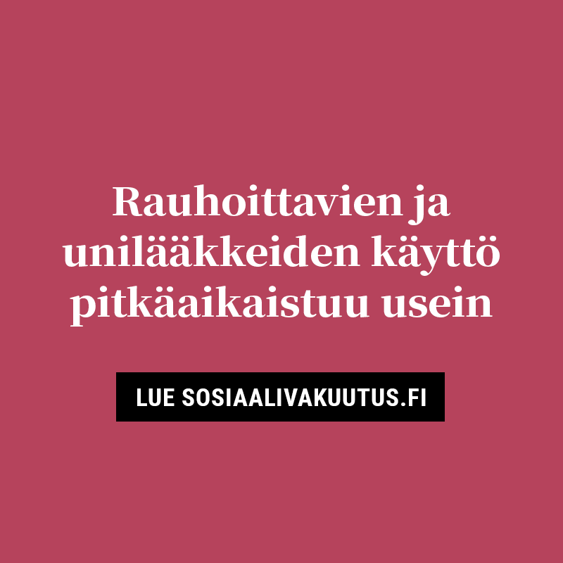 KelaFpa's tweet photo. Tuoreen tutkimuksen mukaan uusista rauhoittavien ja unilääkkeiden käytön aloittajista jopa 39 prosenttia päätyy pitkäaikaiskäyttäjiksi. 65 vuotta täyttäneistä 55 prosentista tuli pitkäaikaiskäyttäjiä, työikäisistä puolestaan 34 prosenttia.