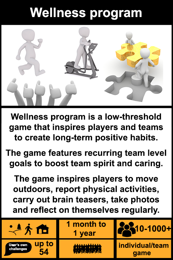 TeamActionZone's tweet image. We have a totally new kind of ActionTrack game available.

With "Wellness program" corporate and other teams can compete against each other in long-term, from 1 month to 1 year, in completing physical and mental challenges.

#wellness #fun #HR