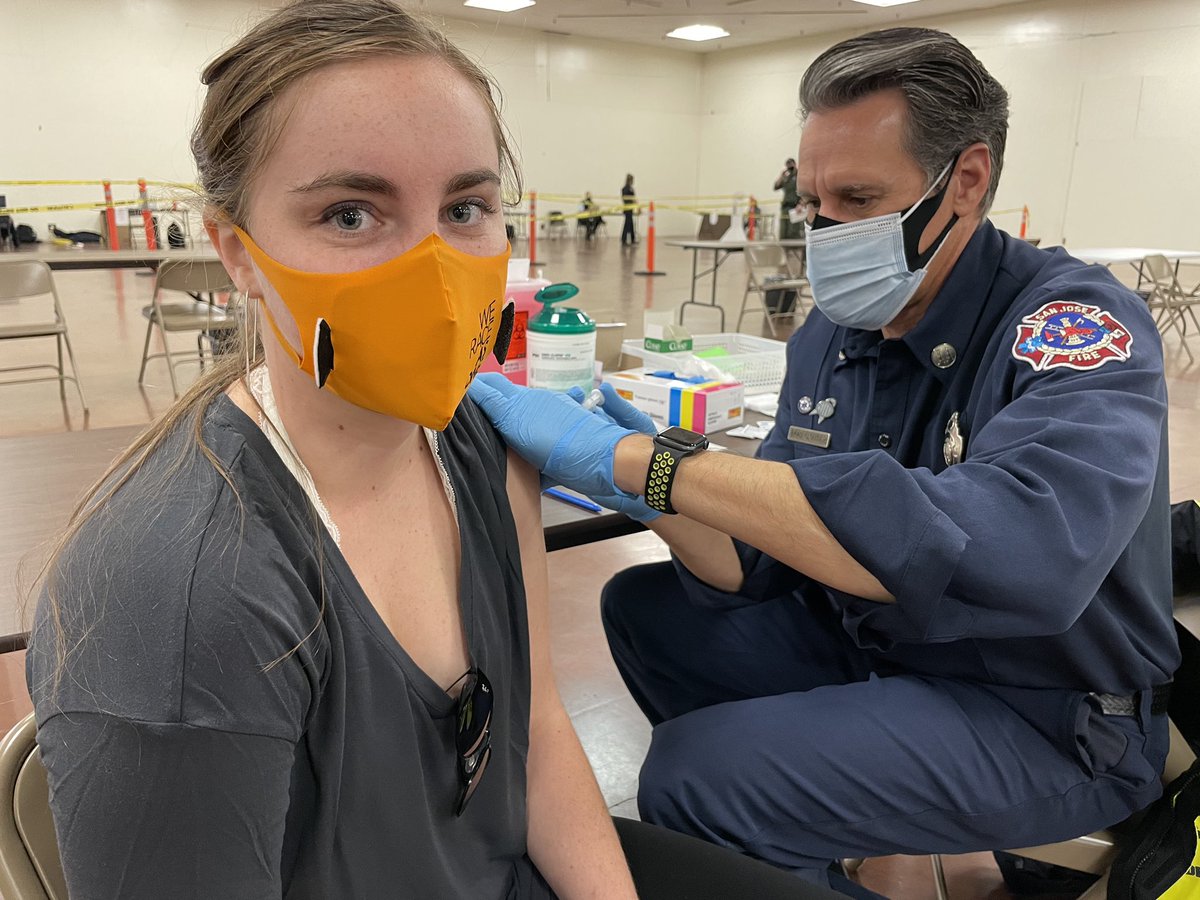 Today our daughter, Hannah, was vaccinated for COVID-19! She works as an EMT - often virus patients - as she finishes pre-med studies. Thank God for the blessing of scientists, nurses, doctors, and all first responders. (Her @LandoNorris mask will help too!)