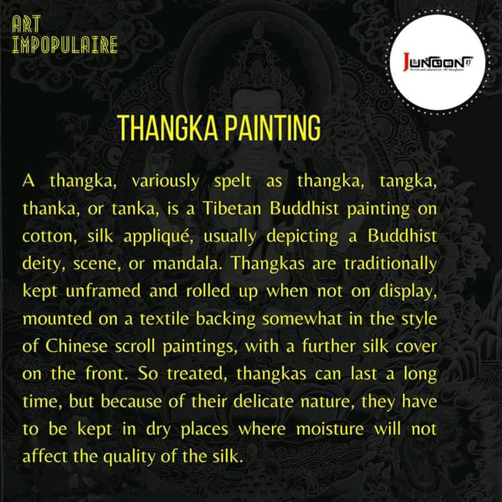 junoonmit's tweet photo. Thankga Painting, variously spelt as thangka, tangka, thanka, or tanka, is a Tibetan Buddhist painting on cotton, silk appliqué, usually depicting a Buddhist deity, scene, or mandala.  #thankga #thankgapainting #sikkim #sikkimese #sikkimtradition #art_impopulaire 
#junoon_mit https://t.co/RkBrKCyzcR