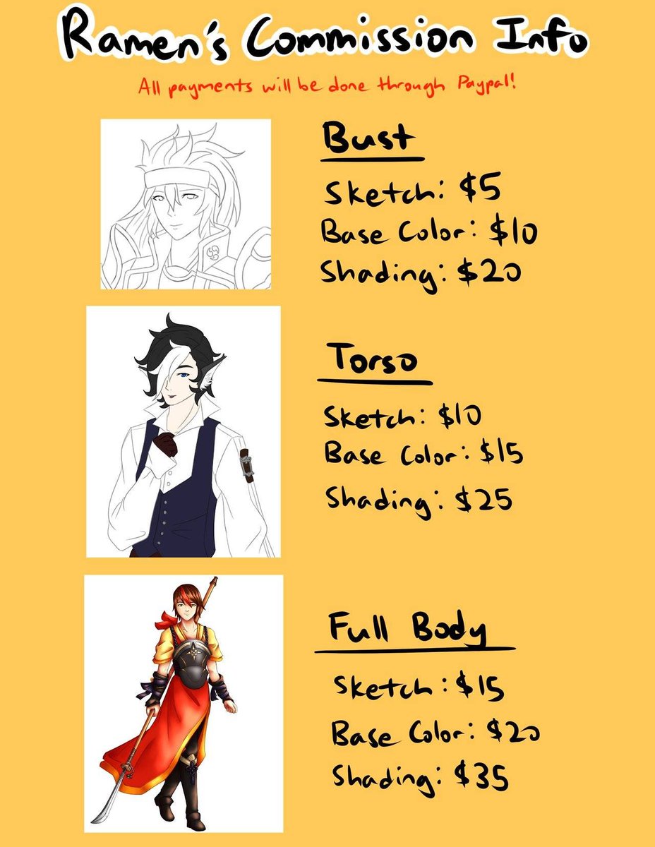 Also if anyone wants to see baby Ramyeon's first commission price sheet from 2017 here it is LOL 