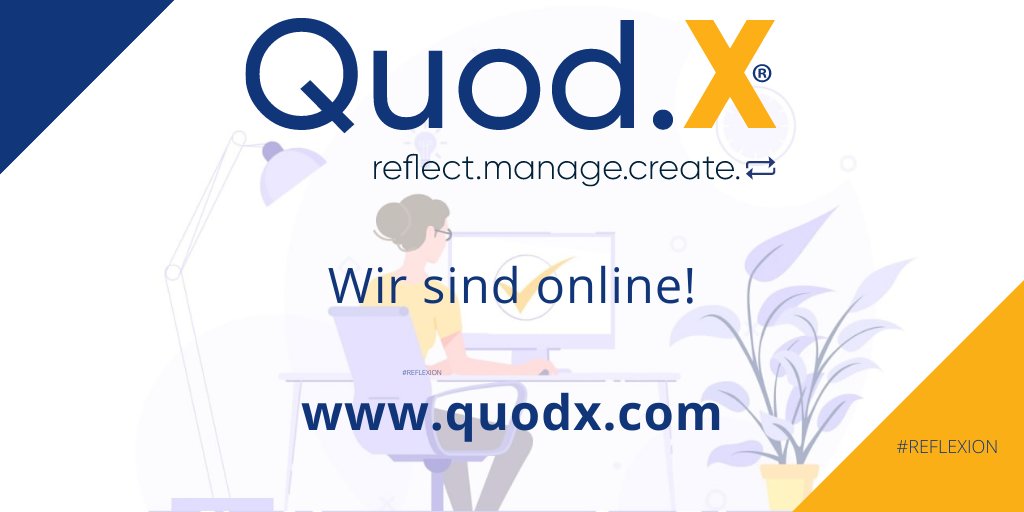 quod_x's tweet photo. Wir sind online!
Die Freemium-Version 3.0 unseres Online-Reflexionstools für Führungskräfte ist online. Sie können nun kostenfrei über MyQuod.X® Ihre täglichen Reflexionen durchführen. Registrieren Sie sich jetzt über: https://t.co/243UOpmeH8
#QuodX #ReflectManageCreate https://t.co/z71dOuQGXw