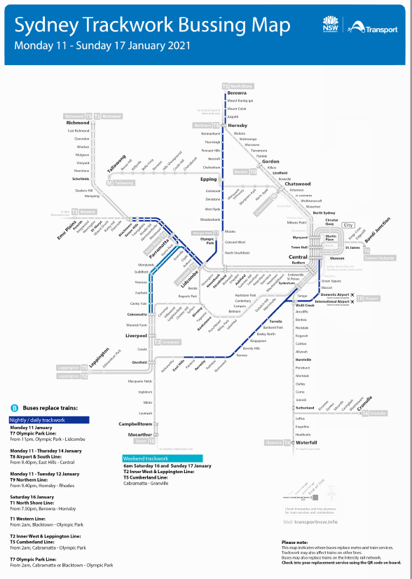 T2SydneyTrains's tweet photo. 🛠 #Trackwork #Weekend
06:00 Saturday 16 to 02:00 Monday 18 

Trackwork may affect how you travel.

For more info: 
https://t.co/AB6Rh90VOc

#CityCircle 
02:00 Saturday 16 to 02:00 Monday 18 

Trackwork may affect how you travel.

For more info:
https://t.co/ToTja9nF3f https://t.co/XpEUMwjFgK