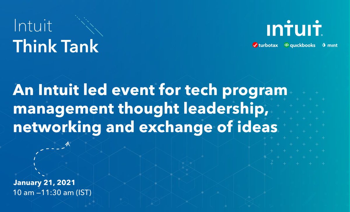 IntuitIN's tweet photo. Join us on Jan 21st, at 10 AM, for Intuit Think Tank - a conference for professionals to come together, to share knowledge, manager experiences, and skills to help drive effective strategies, resulting in great outcomes. 
For more details, visit > https://t.co/DfhvWScAmg https://t.co/HeRliTQc3l