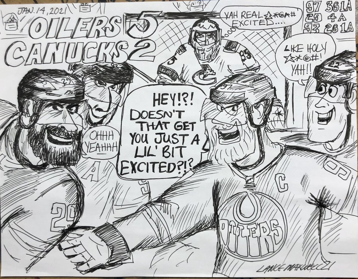LanceMaxwell2's tweet photo. That’s what I’m talking about! @Canucks @EdmontonOilers @OilersNation @oilerslive @TheHockeyNews #hockey #oilers #LetsGoOilers #postgamecartoons https://t.co/eQ1BgFmgb6
