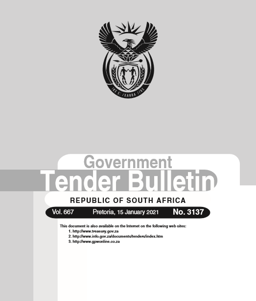South African Government on Twitter "[Tender] Bulletin 3137 of 15