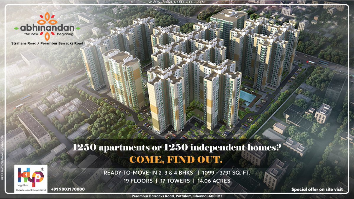 Klpproject's tweet photo. Come over, check out our almost independent apartment homes with NO COMMON WALLS (all 1250 of them across 17 towers and 19 floors. Ph: 90031 70000  |  https://t.co/5I1fPUt3AP https://t.co/PH4mwXMutW