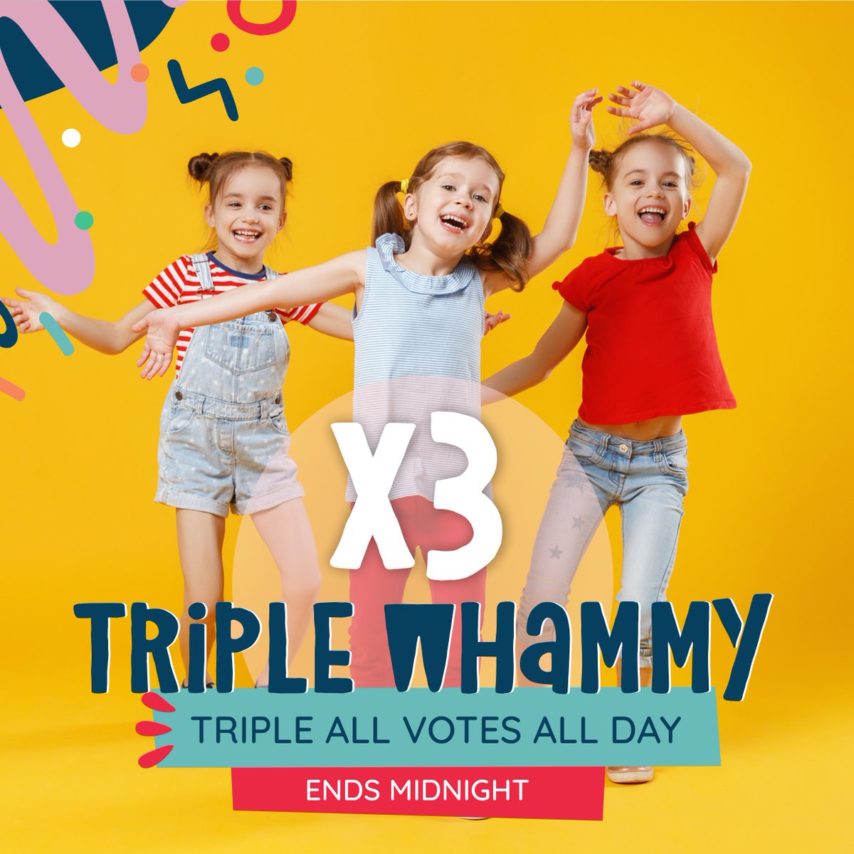 CuteKidZA's tweet photo. TRIPLE WHAMMY TODAY
All votes received today, Friday 15/01 will TRIPLE x3 automatically. This includes ALL voting methods including free and paid votes. Offer ends midnight! #competitionupdate #triplewhammy https://t.co/rQy4vMNvKM
