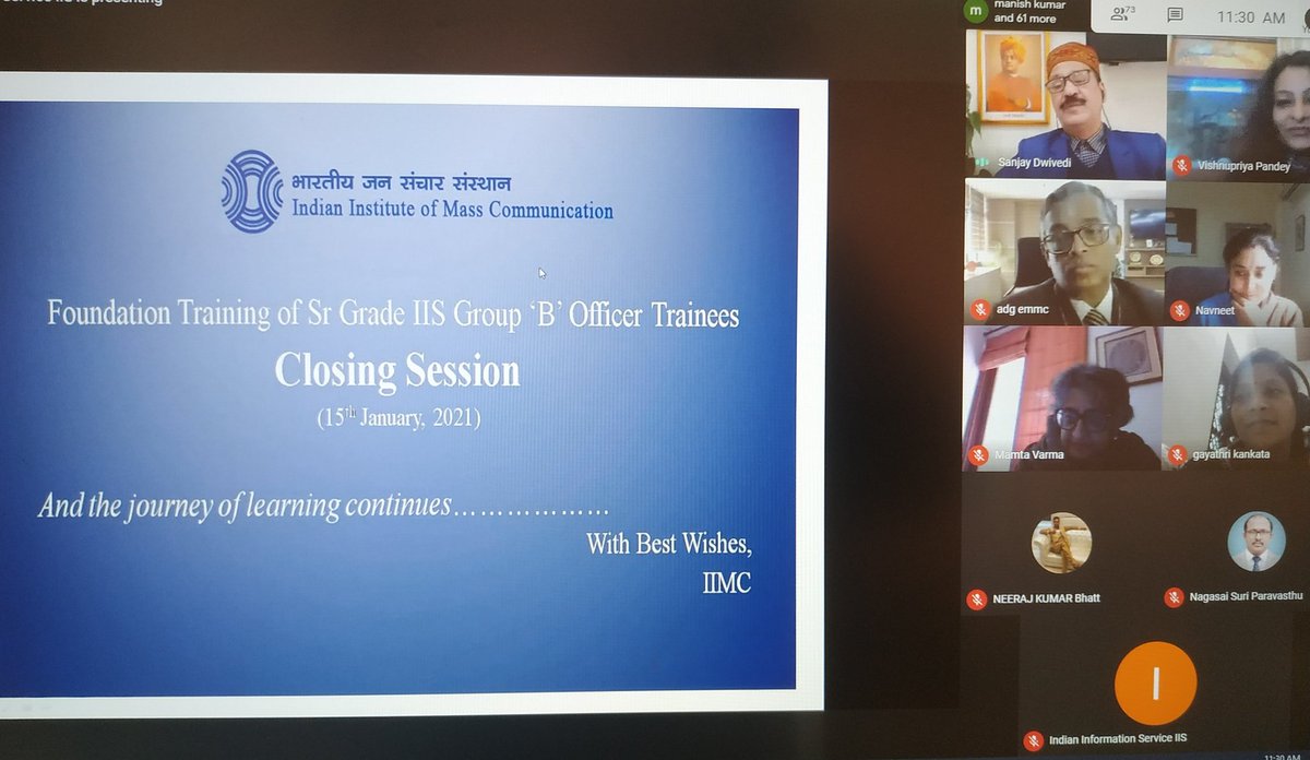iisb2020's tweet photo. भारतीय सूचना सेवा वरिष्ठ ग्रेड समूह "बी" फाउंडेशन कोर्स के समापन सत्र में भारतीय जनसंचार संस्थान के वरिष्ठ अधिकारी,  प्रशिक्षु अधिकारियों को संबोधित करते हुए @IIMC_India https://t.co/38CgqjBA0Q