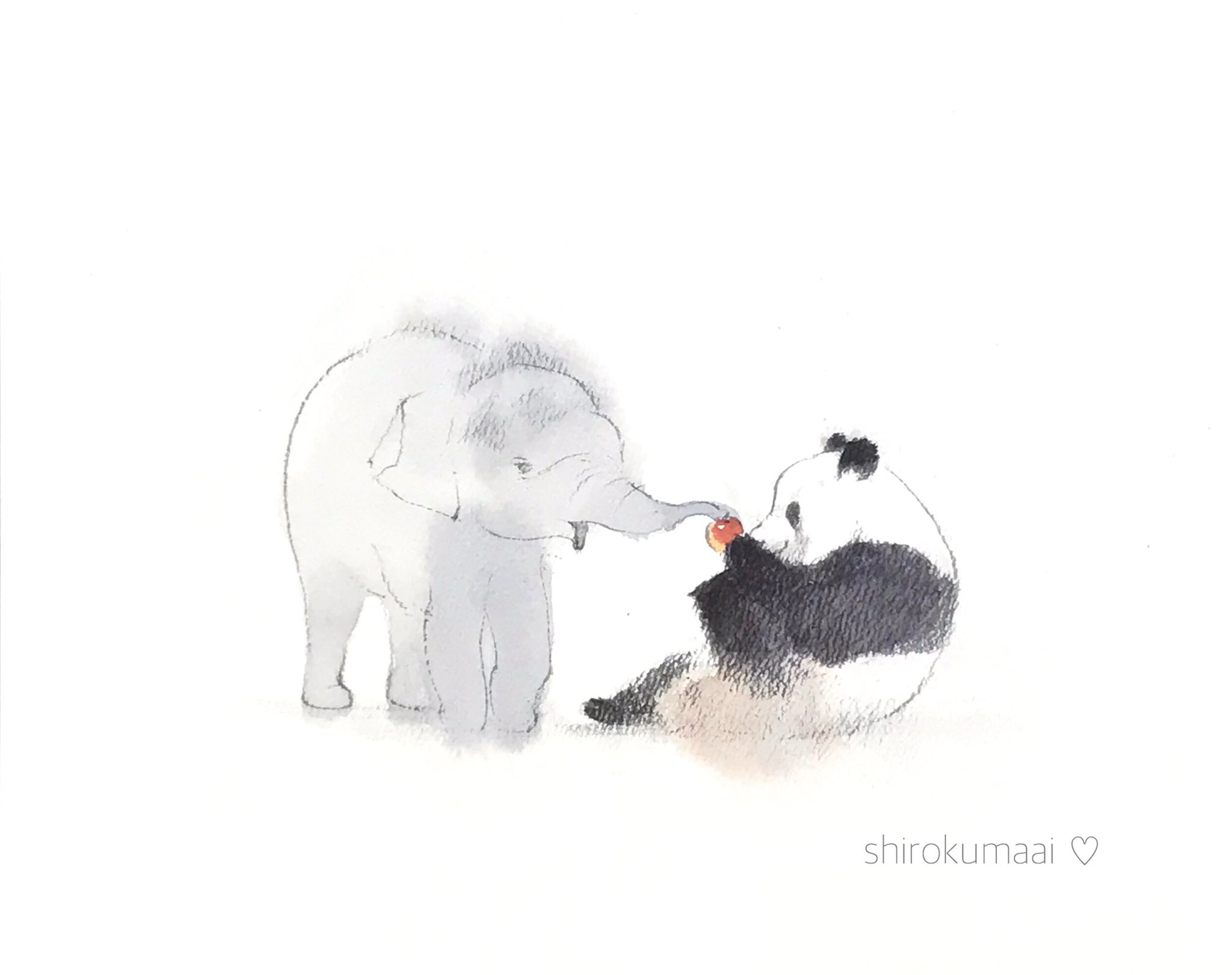 Twitter 上的 中村 愛 これおいしいんだよ Zzz 上野動物園 シャンシャン アルン ぞうの赤ちゃん イラスト T Co Veqjiqgofo Twitter