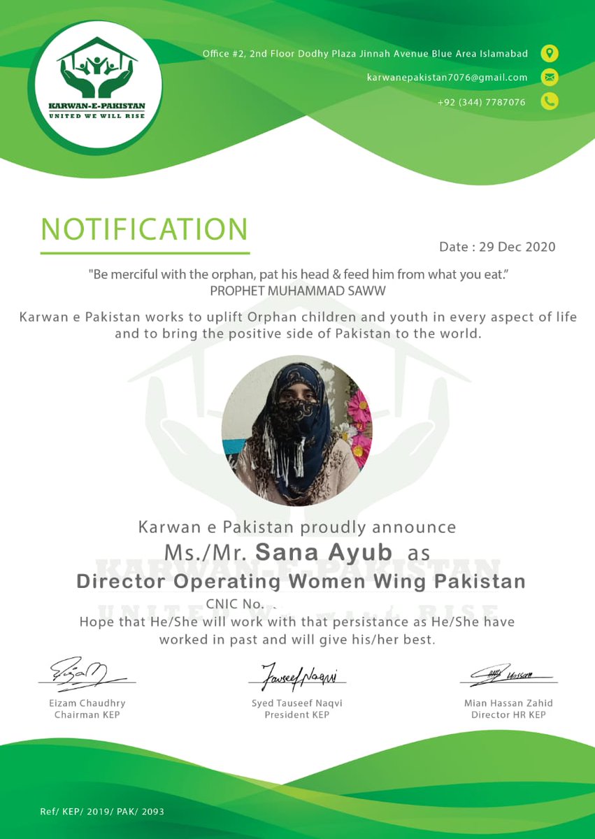 KarwanePakistan's tweet photo. Congratulation Ladies 
High hopes from you

Do your best for the betterment of Women from this plateform provided by Karwan e Pakistan.

May Allah bless you All..Ameeen

Regards:
Karwan e Pakistan🇵🇰 https://t.co/4bkInrV6KM