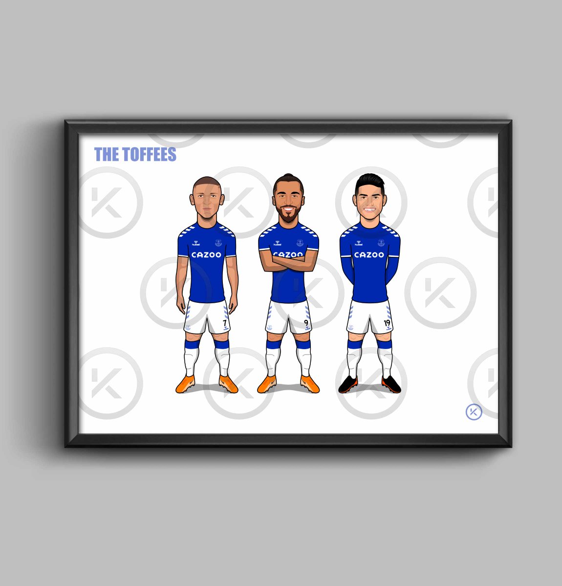 ***NEW ARTWORK*** The Toffees (Richarlison, Calvert-Lewin, James) is now available to purchase in print format. Only available at GoalStar.co.uk Pls tag an Everton fan who might like this 😃