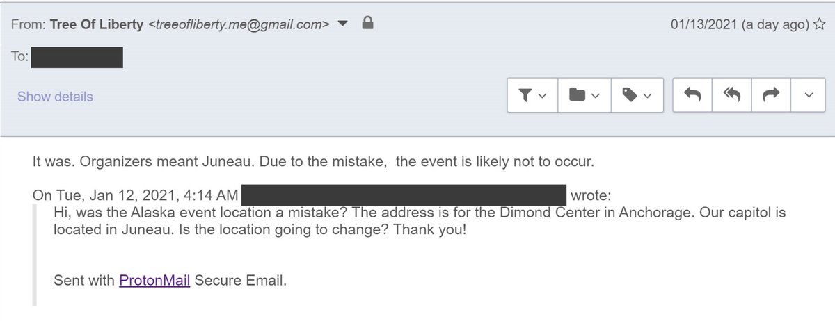 alaskalandmine's tweet photo. The organizers of the capitol rally events admitted the Dimond Center Mall was a mistake. "Due to the mistake, the event is likely not to occur." #akleg https://t.co/onsxOiehMb
