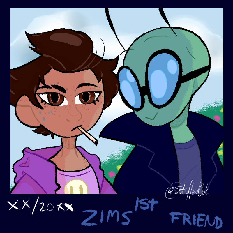 InZadr's tweet photo. Original caption:
For my friend @readglare 's swap AU, my half of the trade!
#iz #invaderzim #swapau #zadr https://t.co/4L0jJHC9xG