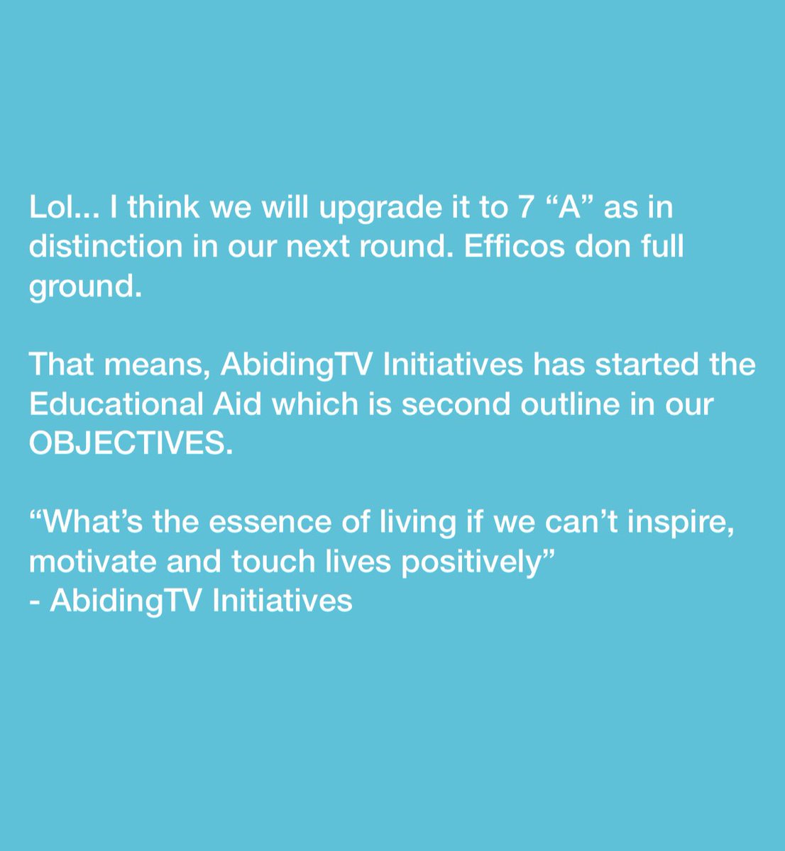 AbidingTV's tweet photo. AbidingTV Initiatives promised a secondary school girl 50k if she scored 7 Credits including Maths and Eng in her WAEC result but she cleared everything. #AbidingTVInitiatives #EducationalAid #Bursary #prize https://t.co/leDPnRvUpa