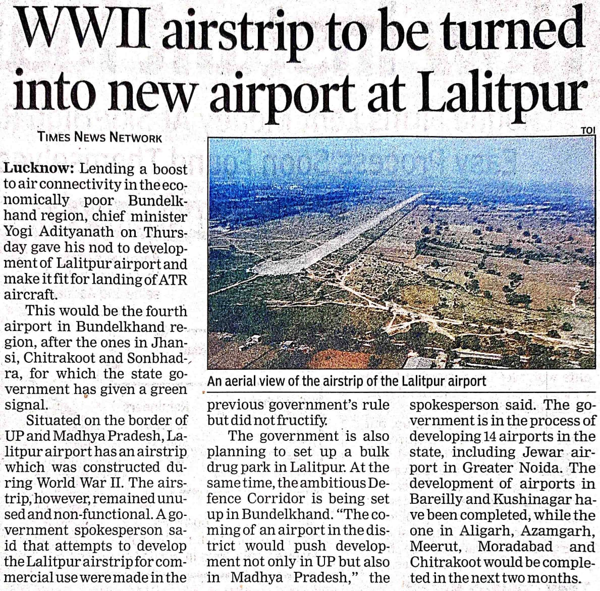 UPGovt's tweet photo. World War-II airstrip to be turned into new airport at Lalitpur https://t.co/DhxCqELoDX