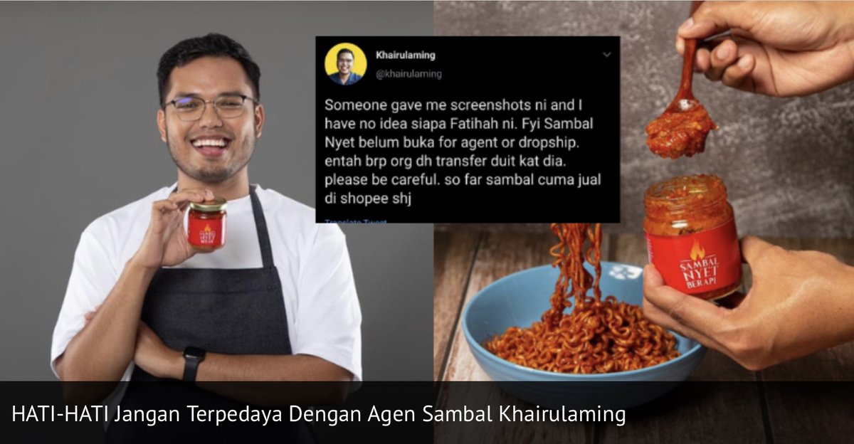 Orang tengah sesak mencari rezeki ni, awak jangan nak jadi scammer pulak ya ‘Fatihah’. Khairulaming minta semua berhati-hati. 
Baca Sini&gt;&gt; Bit.ly/3qnIAhi
