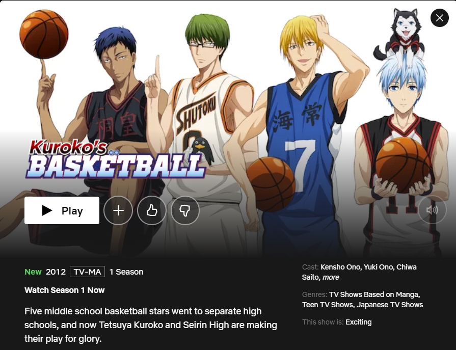 Onde assistir à série de TV Kuroko's Basketball em streaming on-line?